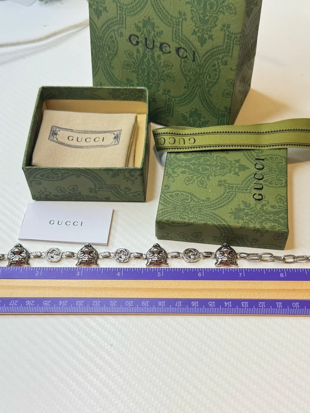 Gucci Silver-Tone Animal Head Charm Bracelet